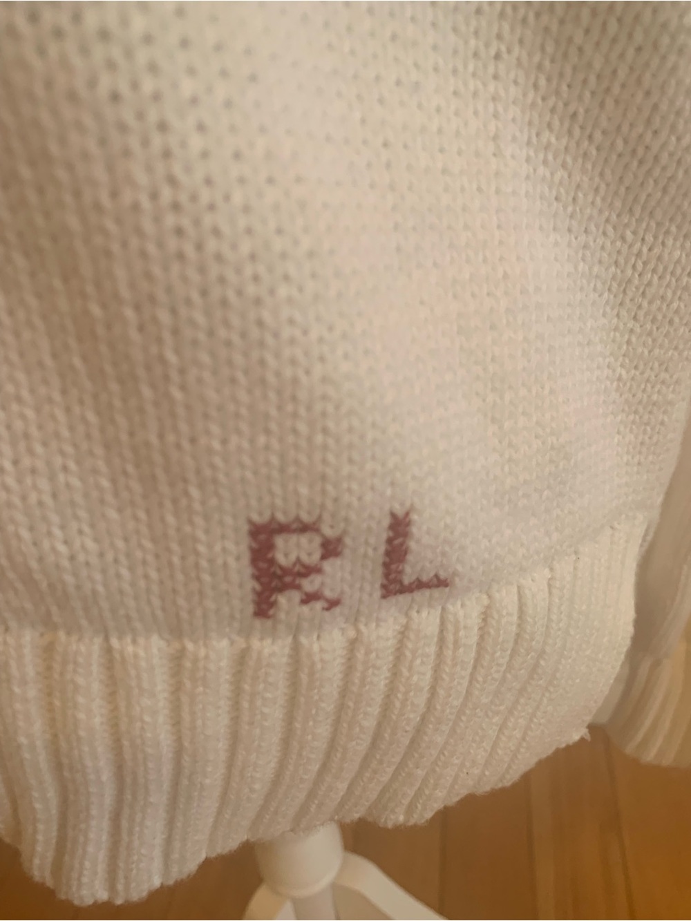 NWOT Polo Ralph Lauren 100% Cotton White Crewneck Sweater with Polo Bear - Picture 6 of 12